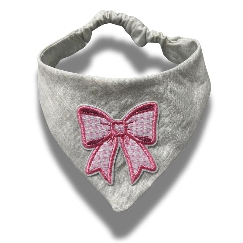 Pretty Pawfect Collection Soft Scrunchie Bandana Grey/Pink Anxiety-Friendly Lightweight 100% Cotton Fabric Easy Slip-On Handmade Comfortable for Small Dogs
