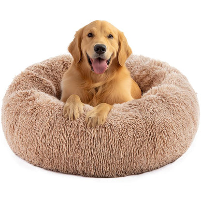 Sweetcrispy Official Soothing Donut Pet Bed for Cats & Pups | Machine-Washable Cozy Nest | Plush Waterproof Faux Fur | Non-Slip Base for Small Breeds