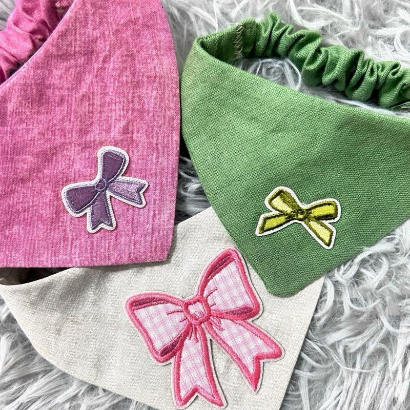 Pretty Pawfect Collection Soft Scrunchie Bandana Grey/Pink Anxiety-Friendly Lightweight 100% Cotton Fabric Easy Slip-On Handmade Comfortable for Small Dogs