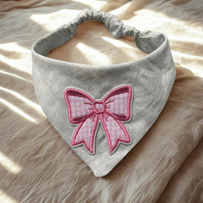 Pretty Pawfect Collection Soft Scrunchie Bandana Grey/Pink Anxiety-Friendly Lightweight 100% Cotton Fabric Easy Slip-On Handmade Comfortable for Small Dogs