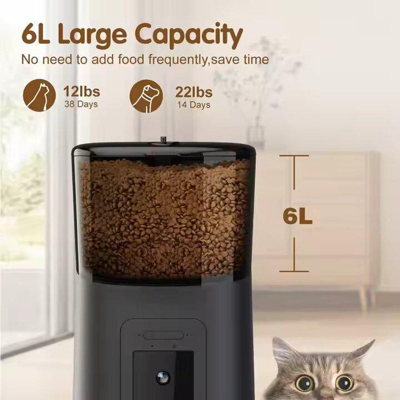TUYA Smart Automatic Pet Feeder for Dogs and Cats Wifi with 1080P Camera Connects to App on Mobile Device Food Dispenser Wifi Control Pet Food Feeding Automatic