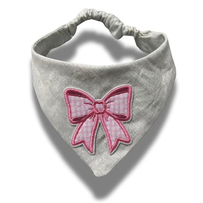 Pretty Pawfect Collection Soft Scrunchie Bandana Grey/Pink Anxiety-Friendly Lightweight 100% Cotton Fabric Easy Slip-On Handmade Comfortable for Small Dogs
