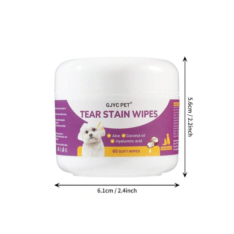 GJYC Pet Eye Wipes - Gentle Tear Stain Removal Wipes for Dogs and Cats, Non-Irritating Tear Stain Wipes Suitable for Cats and Dogs, Essential for Pet Eye Care