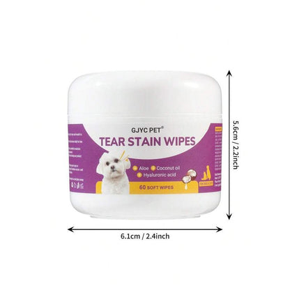 GJYC Pet Eye Wipes - Gentle Tear Stain Removal Wipes for Dogs and Cats, Non-Irritating Tear Stain Wipes Suitable for Cats and Dogs, Essential for Pet Eye Care