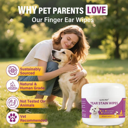GJYC Pet Eye Wipes - Gentle Tear Stain Removal Wipes for Dogs and Cats, Non-Irritating Tear Stain Wipes Suitable for Cats and Dogs, Essential for Pet Eye Care