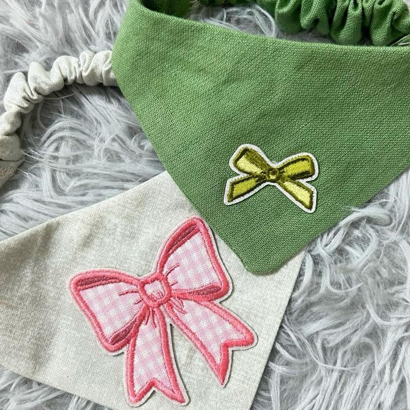 Pretty Pawfect Collection Soft Scrunchie Bandana Grey/Pink Anxiety-Friendly Lightweight 100% Cotton Fabric Easy Slip-On Handmade Comfortable for Small Dogs