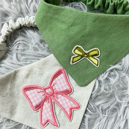 Pretty Pawfect Collection Soft Scrunchie Bandana Grey/Pink Anxiety-Friendly Lightweight 100% Cotton Fabric Easy Slip-On Handmade Comfortable for Small Dogs