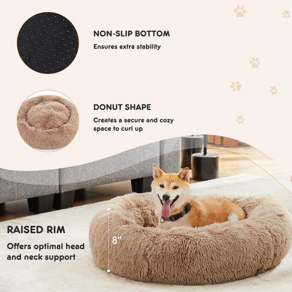 Sweetcrispy Official Soothing Donut Pet Bed for Cats & Pups | Machine-Washable Cozy Nest | Plush Waterproof Faux Fur | Non-Slip Base for Small Breeds