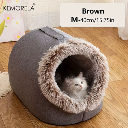 Cat Bed Comfortable Pet Sleeping Bed, Portable Cat Bed Warm and Thickened Pet Bed with Handle Portable Cat Bed