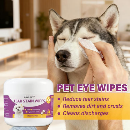 GJYC Pet Eye Wipes - Gentle Tear Stain Removal Wipes for Dogs and Cats, Non-Irritating Tear Stain Wipes Suitable for Cats and Dogs, Essential for Pet Eye Care