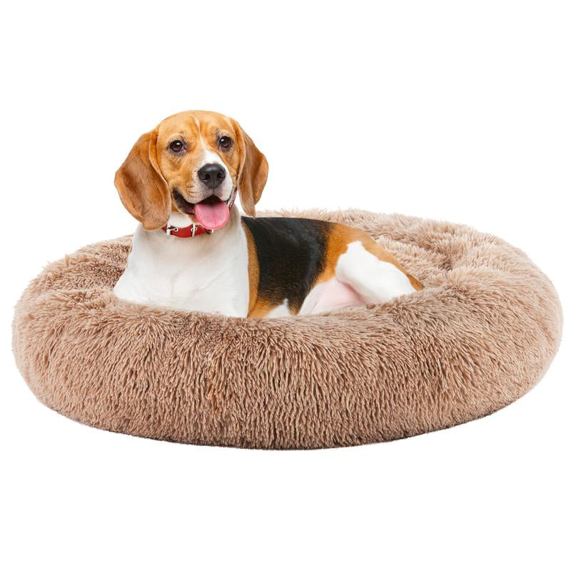 Sweetcrispy Official Soothing Donut Pet Bed for Cats & Pups | Machine-Washable Cozy Nest | Plush Waterproof Faux Fur | Non-Slip Base for Small Breeds