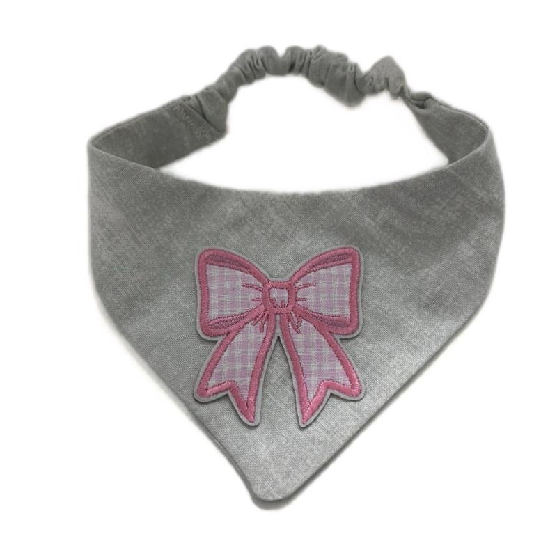 Pretty Pawfect Collection Soft Scrunchie Bandana Grey/Pink Anxiety-Friendly Lightweight 100% Cotton Fabric Easy Slip-On Handmade Comfortable for Small Dogs