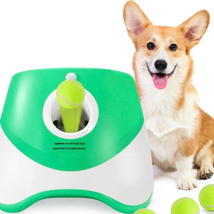 Automatic Dog Ball Launcher - Interactive Indoor & Outdoor Toy with 3 Tennis Balls, Easy Operation, Durable Construction, 30 Feet Launch Distance Toys Pet Dog Ball
