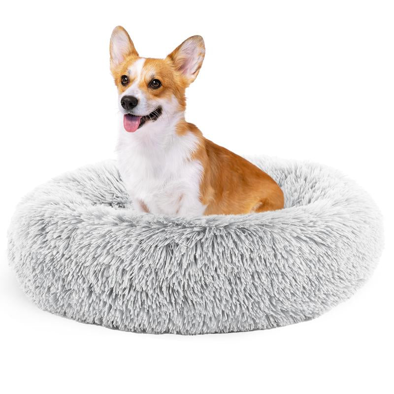Sweetcrispy Official Soothing Donut Pet Bed for Cats & Pups | Machine-Washable Cozy Nest | Plush Waterproof Faux Fur | Non-Slip Base for Small Breeds