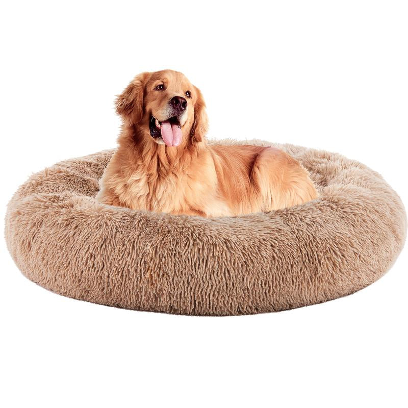 Sweetcrispy Official Soothing Donut Pet Bed for Cats & Pups | Machine-Washable Cozy Nest | Plush Waterproof Faux Fur | Non-Slip Base for Small Breeds