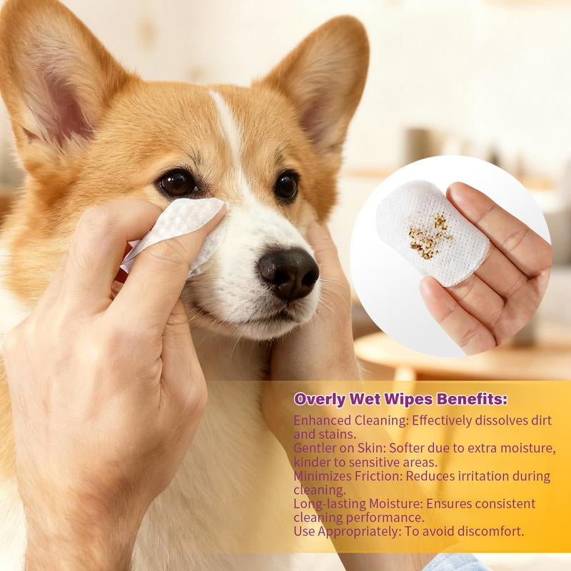 GJYC Pet Eye Wipes - Gentle Tear Stain Removal Wipes for Dogs and Cats, Non-Irritating Tear Stain Wipes Suitable for Cats and Dogs, Essential for Pet Eye Care