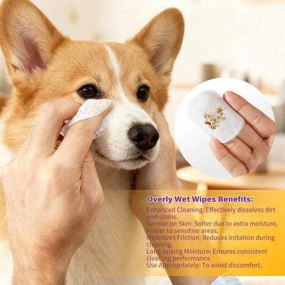 GJYC Pet Eye Wipes - Gentle Tear Stain Removal Wipes for Dogs and Cats, Non-Irritating Tear Stain Wipes Suitable for Cats and Dogs, Essential for Pet Eye Care