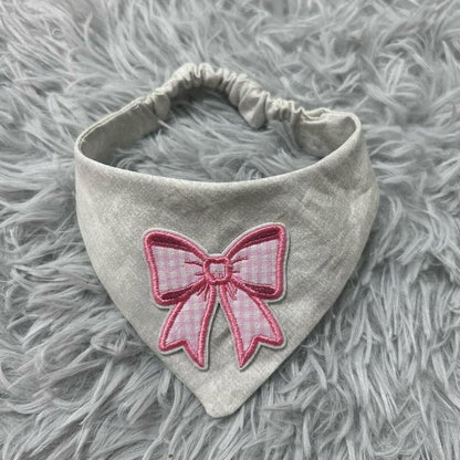 Pretty Pawfect Collection Soft Scrunchie Bandana Grey/Pink Anxiety-Friendly Lightweight 100% Cotton Fabric Easy Slip-On Handmade Comfortable for Small Dogs