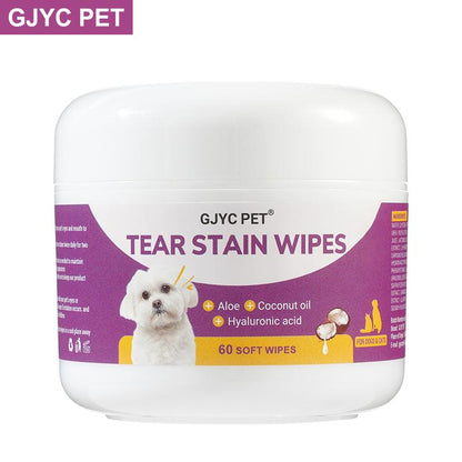 GJYC Pet Eye Wipes - Gentle Tear Stain Removal Wipes for Dogs and Cats, Non-Irritating Tear Stain Wipes Suitable for Cats and Dogs, Essential for Pet Eye Care