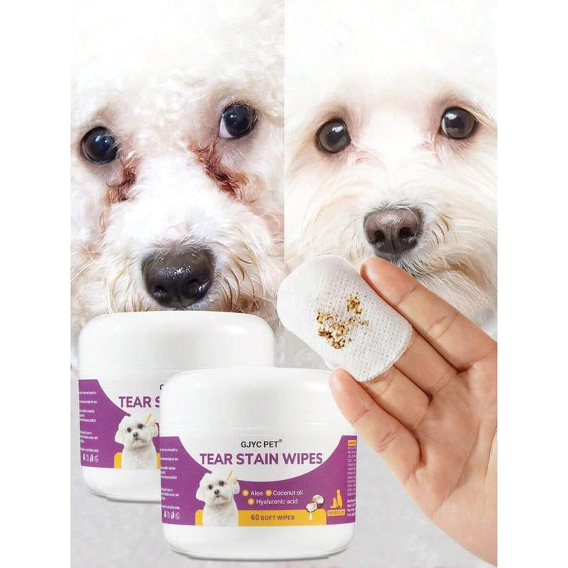 GJYC Pet Eye Wipes - Gentle Tear Stain Removal Wipes for Dogs and Cats, Non-Irritating Tear Stain Wipes Suitable for Cats and Dogs, Essential for Pet Eye Care