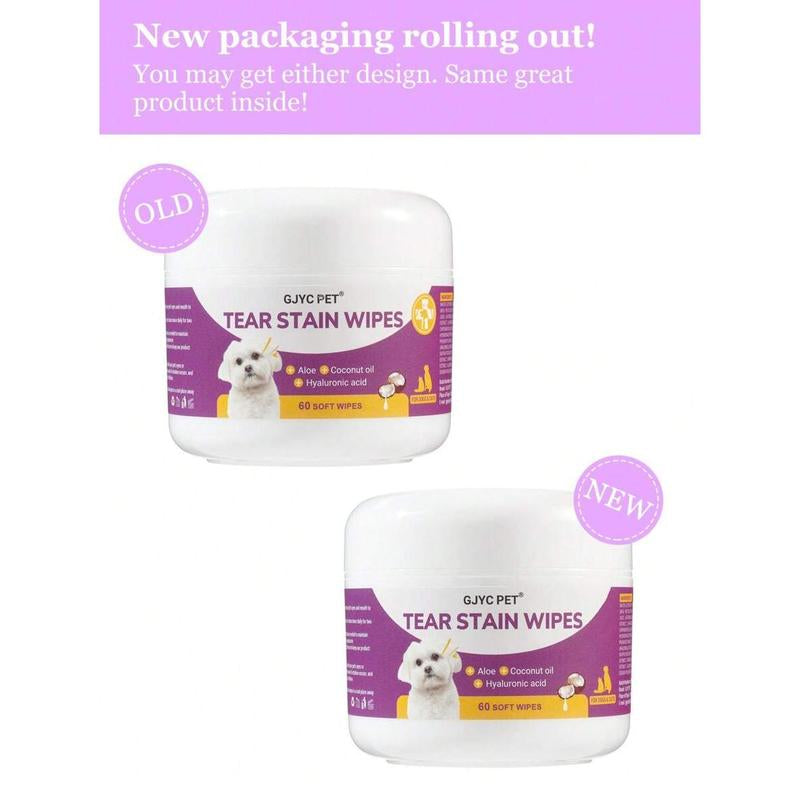 GJYC Pet Eye Wipes - Gentle Tear Stain Removal Wipes for Dogs and Cats, Non-Irritating Tear Stain Wipes Suitable for Cats and Dogs, Essential for Pet Eye Care