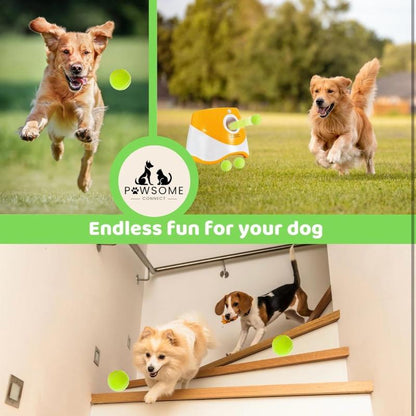 Automatic Dog Ball Launcher - Interactive Indoor & Outdoor Toy with 3 Tennis Balls, Easy Operation, Durable Construction, 30 Feet Launch Distance Toys Pet Dog Ball