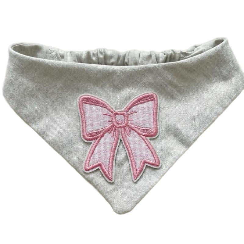 Pretty Pawfect Collection Soft Scrunchie Bandana Grey/Pink Anxiety-Friendly Lightweight 100% Cotton Fabric Easy Slip-On Handmade Comfortable for Small Dogs